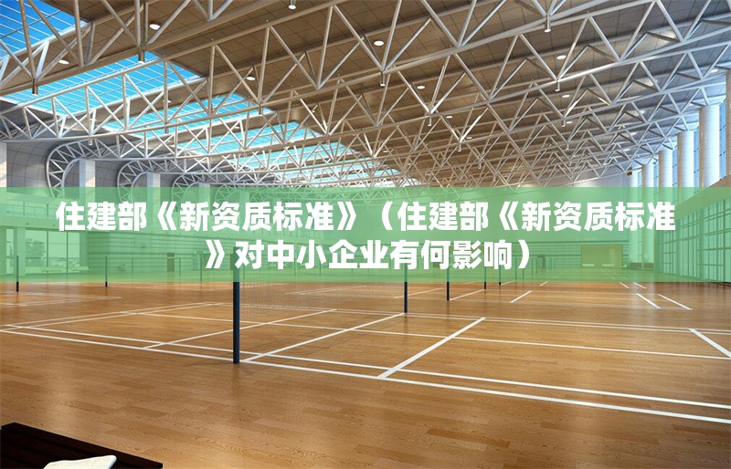 住建部《新資質(zhì)標(biāo)準(zhǔn)》（住建部《新資質(zhì)標(biāo)準(zhǔn)》對(duì)中小企業(yè)有何影響）