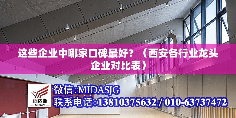 這些企業(yè)中哪家口碑最好？（西安各行業(yè)龍頭企業(yè)對(duì)比表）