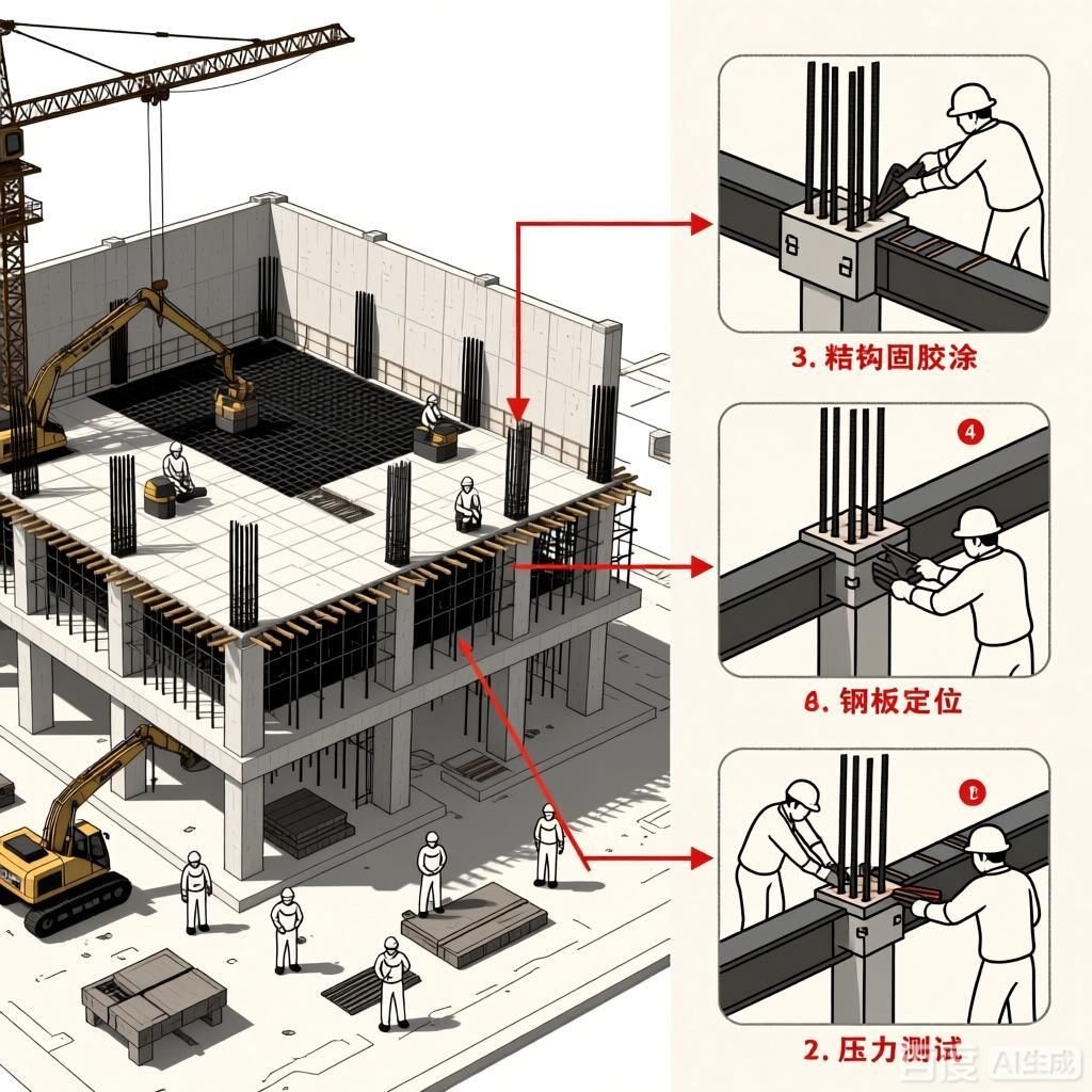 如何繪制粘鋼加固施工工藝流程圖？（如何繪制粘鋼加固施工工藝流程圖生成四張粘鋼加固施工工藝流程圖）