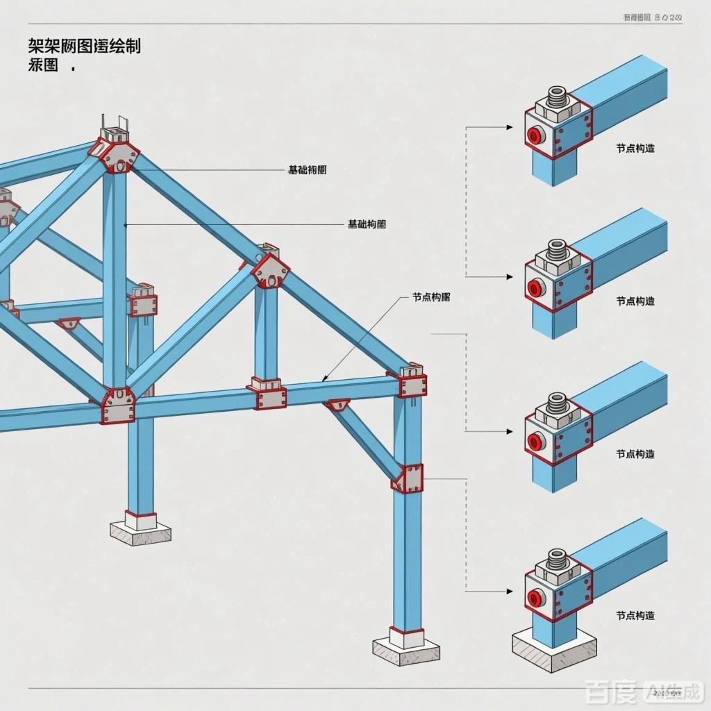 如何繪制桁架詳圖？（如何繪制桁架詳圖,生成的四張圖片均圍繞桁架詳圖）