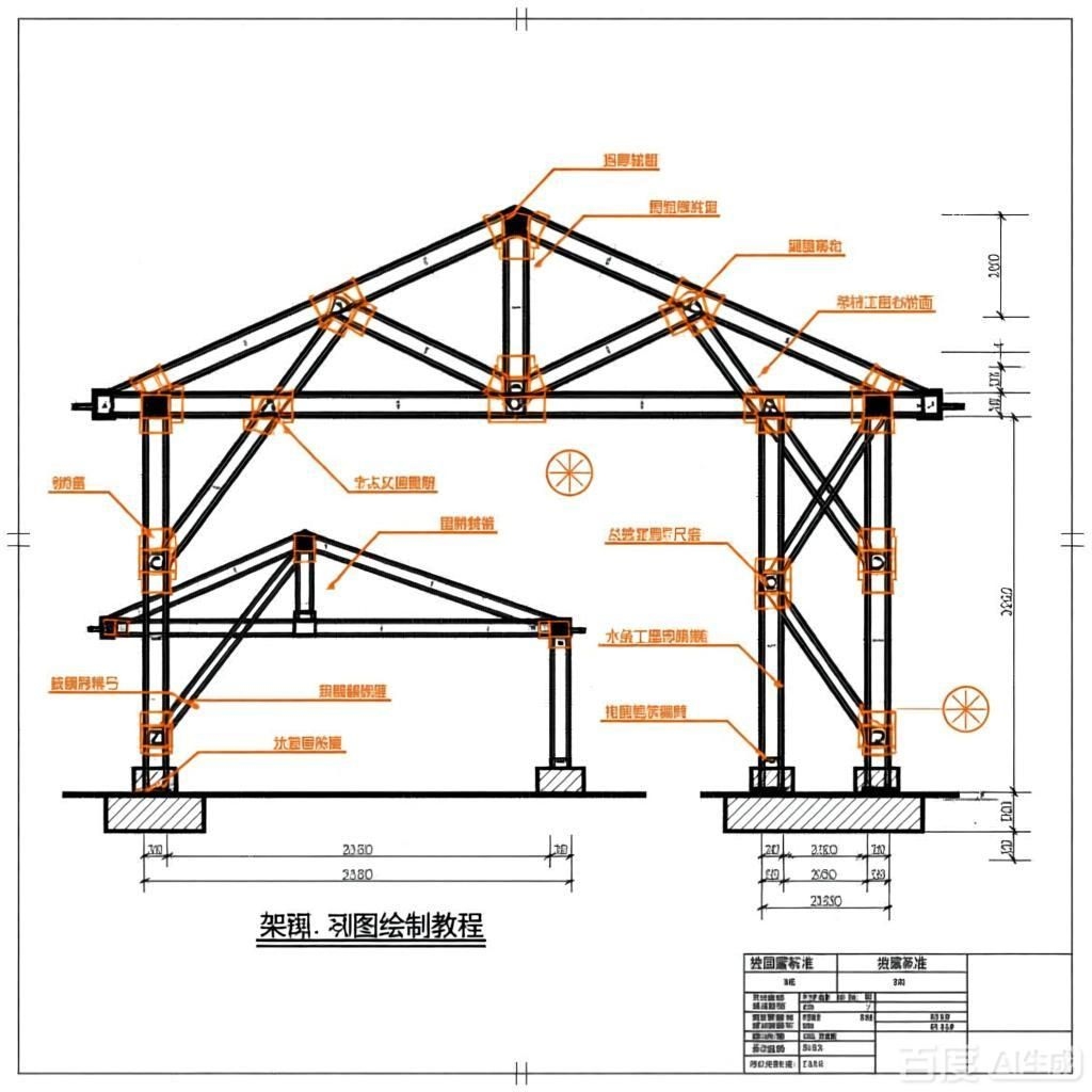 如何繪制桁架詳圖？（如何繪制桁架詳圖,生成的四張圖片均圍繞桁架詳圖）