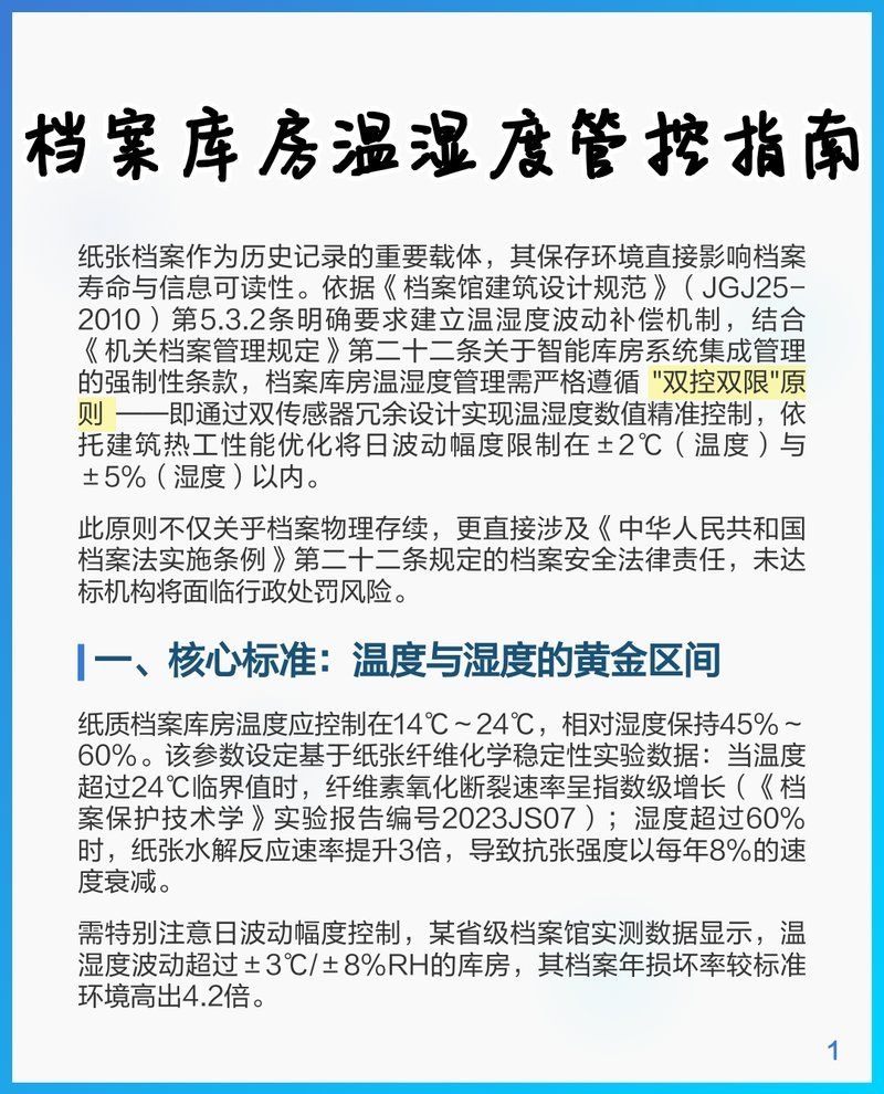 檔案庫房的溫濕度如何控制？（檔案庫房溫濕度控制方案（jgj25-2010）） 行業(yè)新聞 第1張