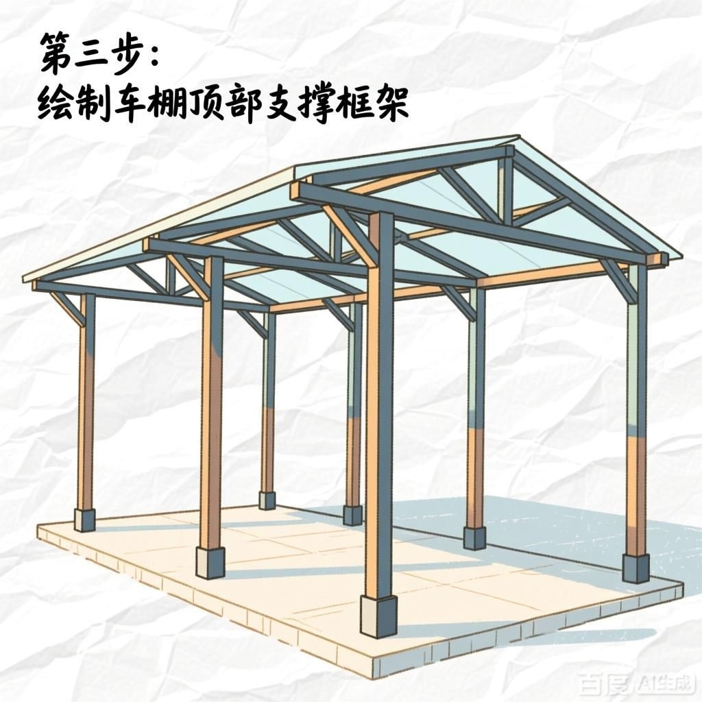 如何繪制自己的車棚結(jié)構(gòu)圖（如何繪制自己的車棚結(jié)構(gòu)圖,4張圖均為車棚結(jié)構(gòu)繪制步驟的示意圖） 行業(yè)新聞 第3張