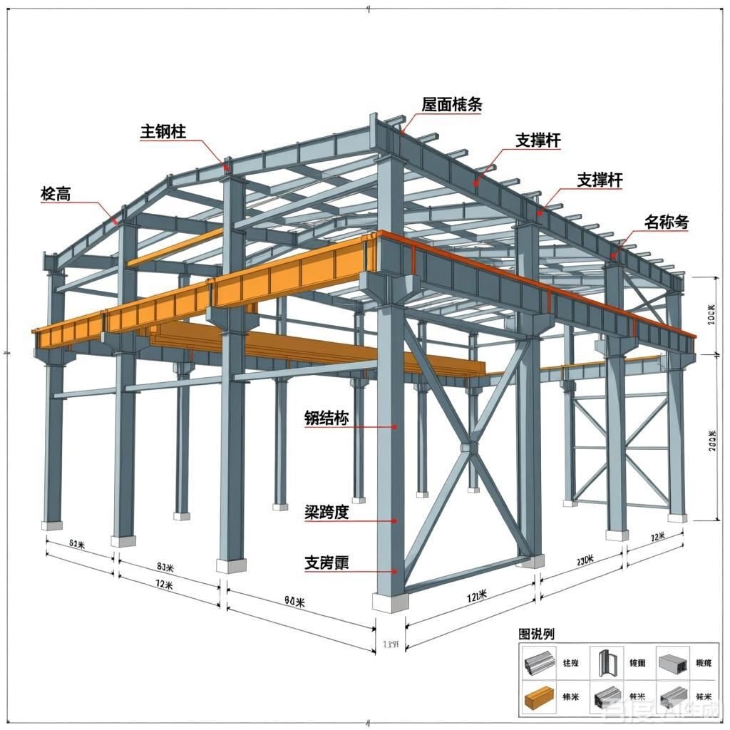 如何繪制鋼結(jié)構廠房部件名稱圖？（如何繪制鋼結(jié)構廠房部件名稱圖） 行業(yè)新聞 第3張