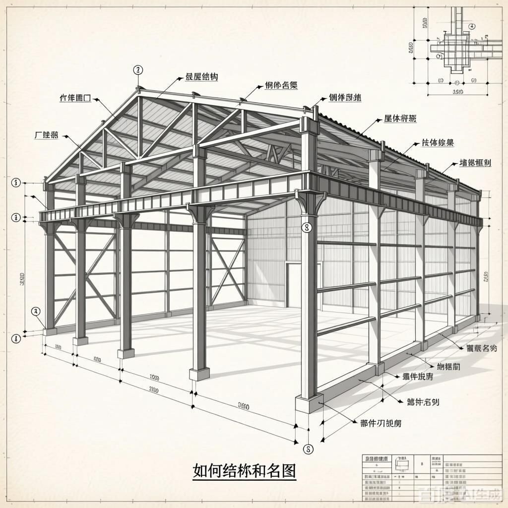 如何繪制鋼結(jié)構廠房部件名稱圖？（如何繪制鋼結(jié)構廠房部件名稱圖） 行業(yè)新聞 第4張