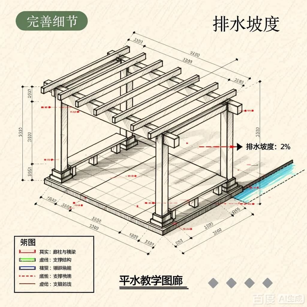 如何繪制景觀廊架的平面圖？（4張圖均為景觀廊架平面圖繪制步驟的教學(xué)示意圖） 行業(yè)新聞 第4張
