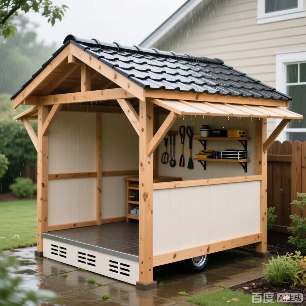 如何設(shè)計一個防風(fēng)雨的車棚？（如何設(shè)計一個防風(fēng)雨的車棚生成的四張圖片均圍繞防風(fēng)雨） 行業(yè)新聞 第4張